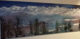 Gemälde Bergen im Atem der Stille handmade 30×120