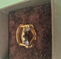 Goldring mit dunkelbraunem Stein neuwertig