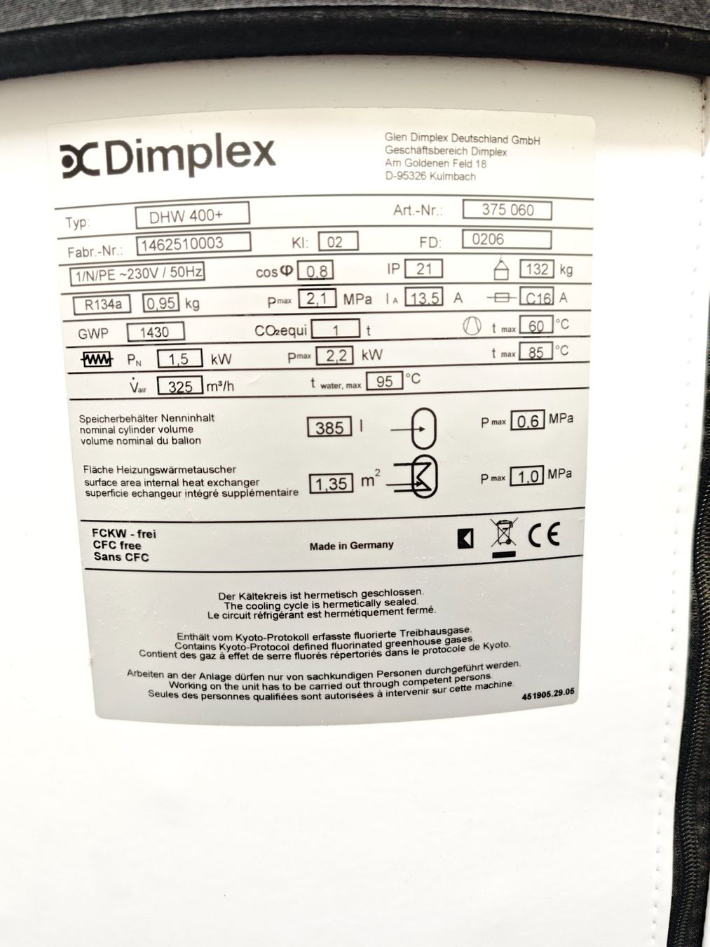 Sanitari: Wärmepumpenboiler Dimplex DHW 400+ 04.2022 – Usato da Pfäffikon ZH venduto da 1252 4