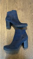 Blaue Kunstleder Stiefeletten Gr. 40 Absatzschuhe High Heels
