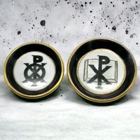 Petites assiettes symbole Chi-Rho porcelaine Langenthal