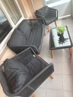 Garten Lounge Set schwarz mit Tisch gebrauchter Zustand