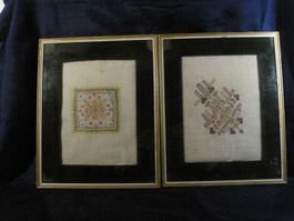 2 tableaux broderies sous verre 1940-50