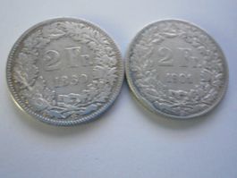 2 x 2 Fr. silber  1860+1901 uralt