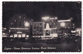 Lugano Piazza Rezzonico Fontana Bossi Notturno