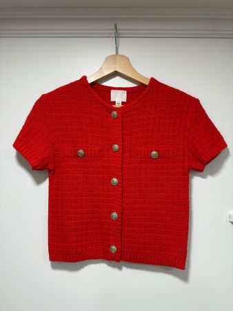 *NEU* H&M Rote Strickjacke mit goldenen Knöpfen, Gr XS