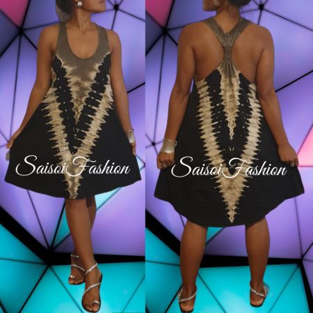 Sommer Black Batik Handmade Kleid,Robe100%Baumwolle XS-L