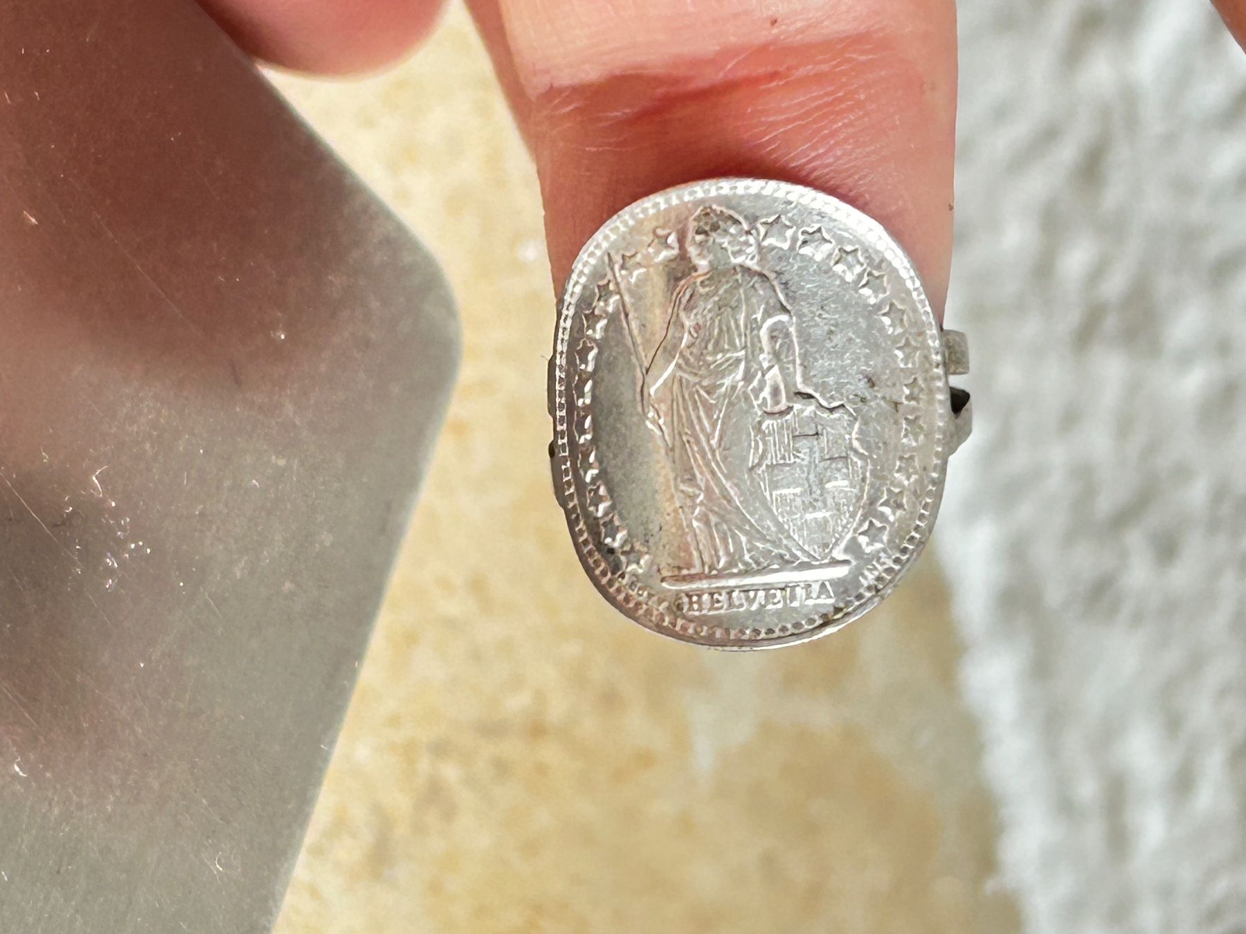 Anelli: Silberring 50 Rappen 1944 (Grösse 47) – Usato da Laufen venduto da belleskulptur 7