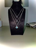Silberfarbene Halskette mit blauem Auge & Zirkonia