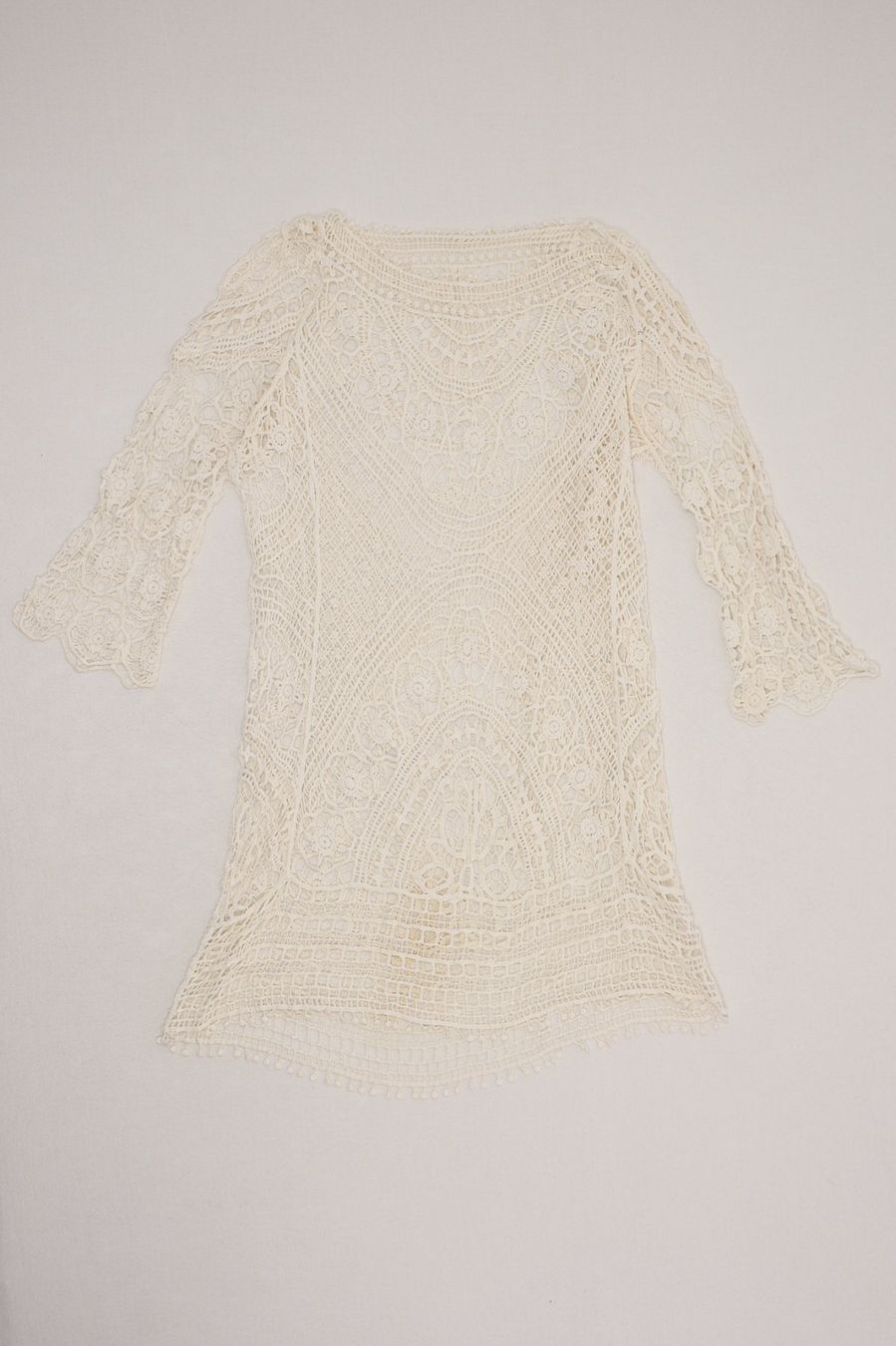 Tuniken: Tunique Crochet Écru Franges T. M – Gebraucht aus Fribourg von re-fine 1