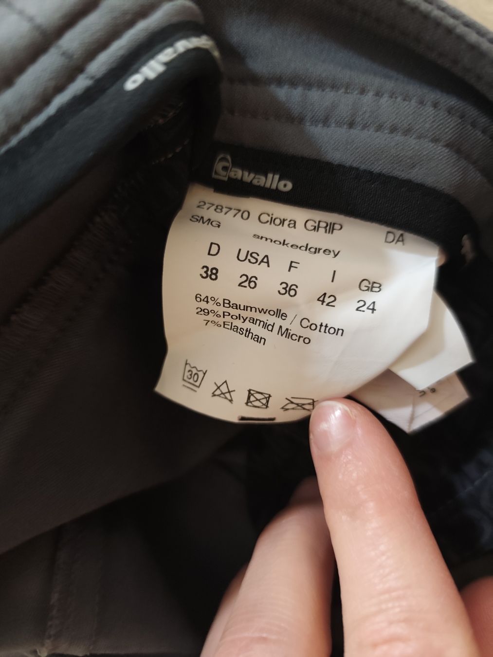 Pantaloni: Cavallo Ciara Grip Reithose, Gr. 38, grau – Usato da Muri b. Bern venduto da Vuissens 2