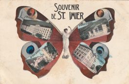 Alte Ansichtskarte Schmetterling Souvenir St. Imier Suisse