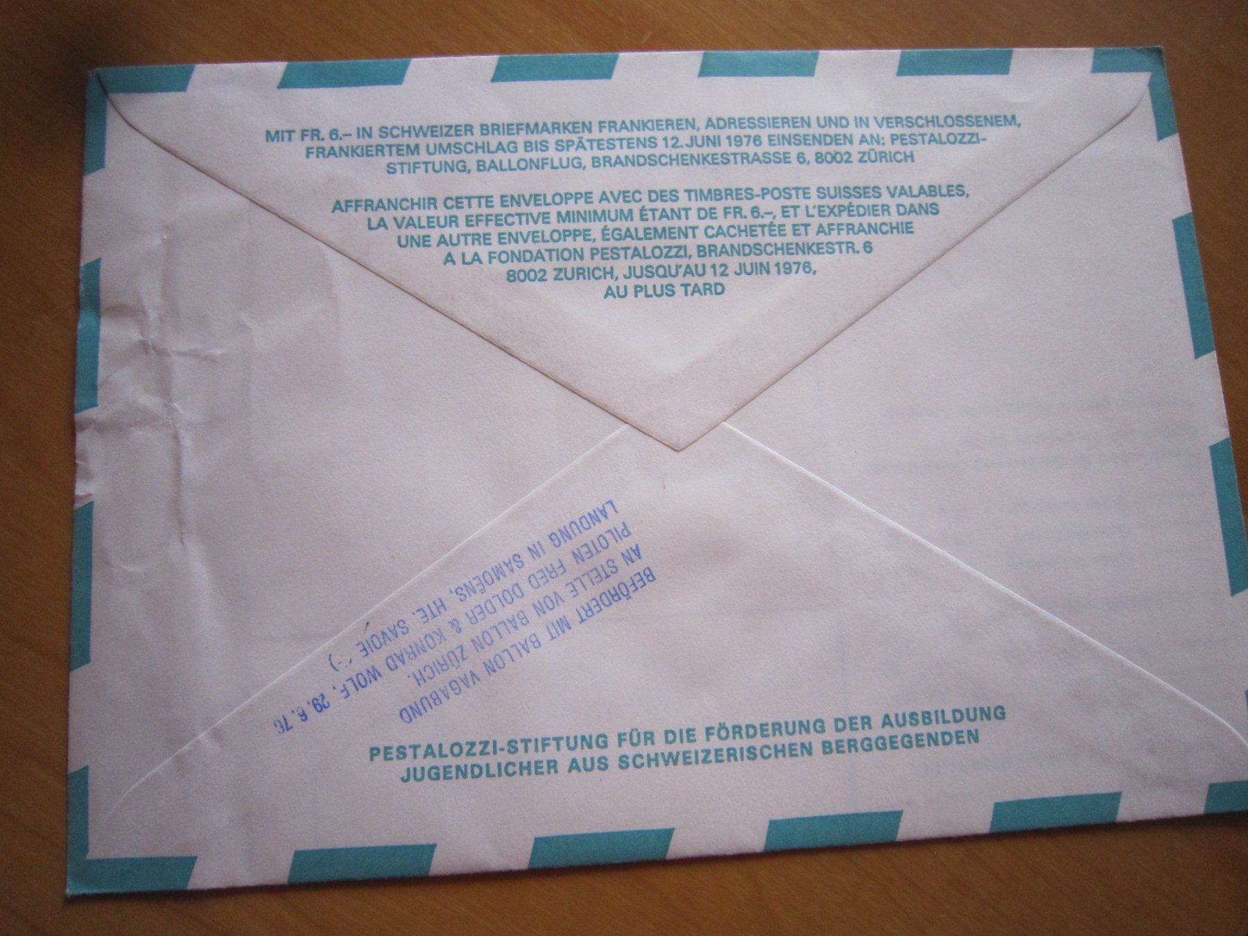 Tutti i francobolli: Ballonposto 1976 Stempel MARTIGNY – Usato da Giubiasco venduto da sal_9j6w 4