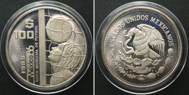 MEXIKO 100 Pesos 1986 FUSSBALL WM MEXICO'86 Silber PP 1 Oz