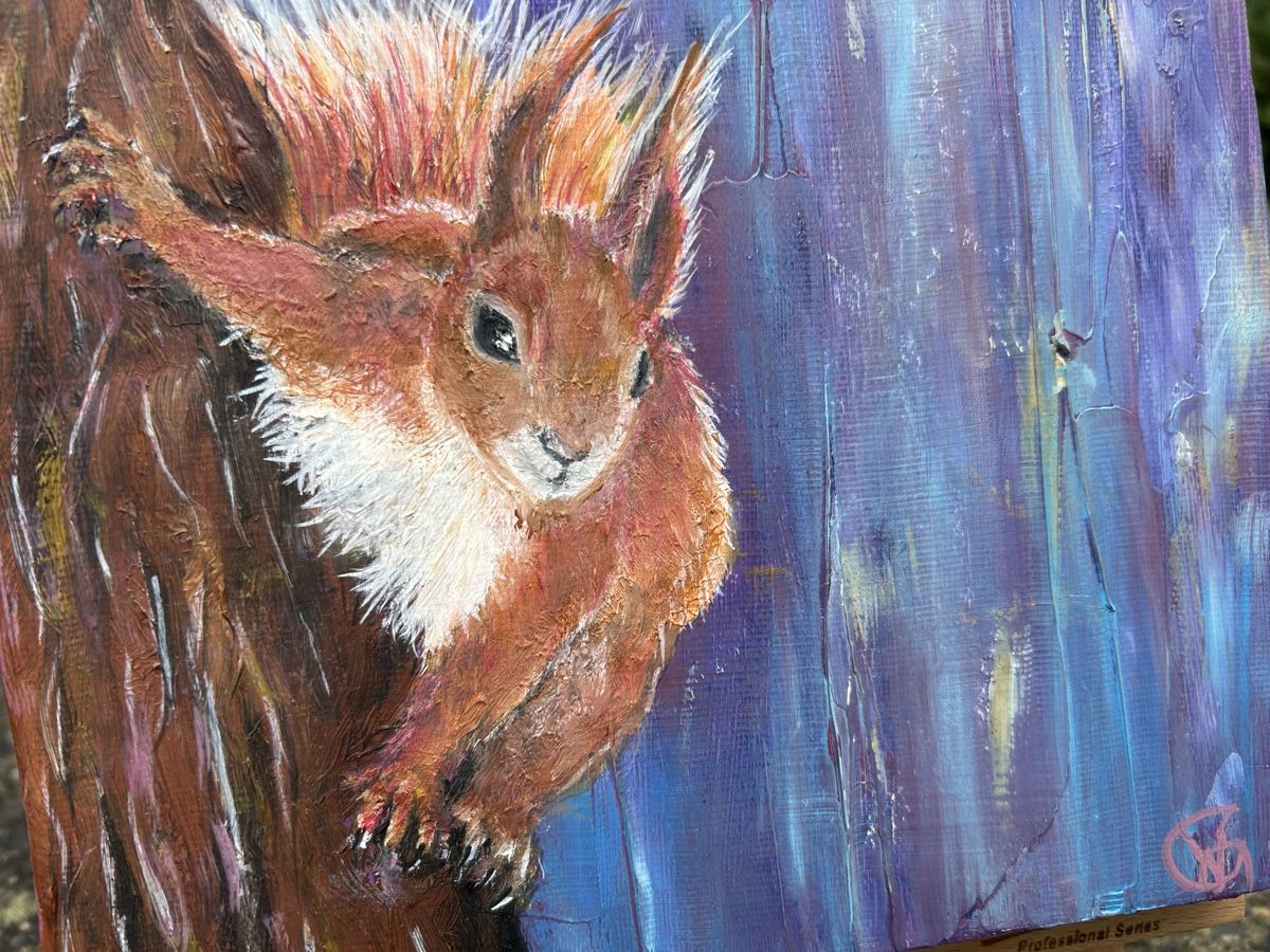 Dipinti: Eichhörnchen Gemälde, Original 20x20cm, Herbstdeko, Neu! – Nuovo (secondo la descrizione) da Luzern venduto da lit_xs5v 2