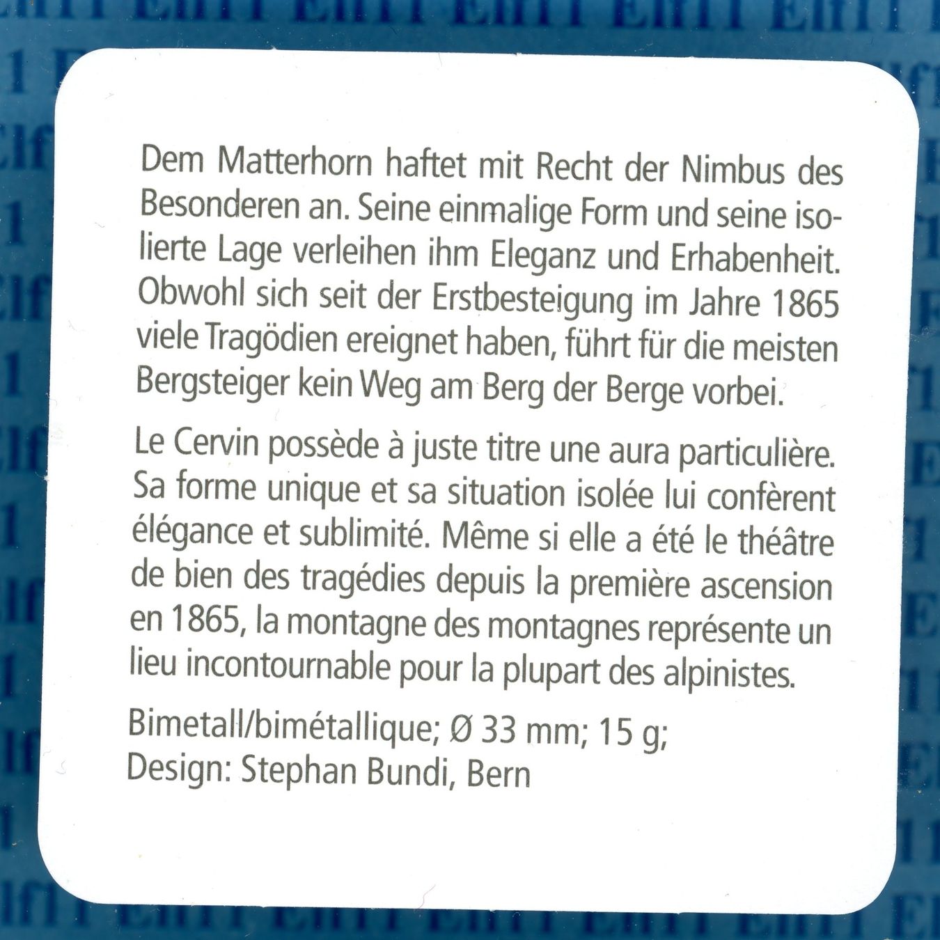 Tutti le monete: CHF__10.00 2004 Matterhorn PP 10 Franken – Nuovo e nell'imballaggio originale da Widnau venduto da Elf11 3