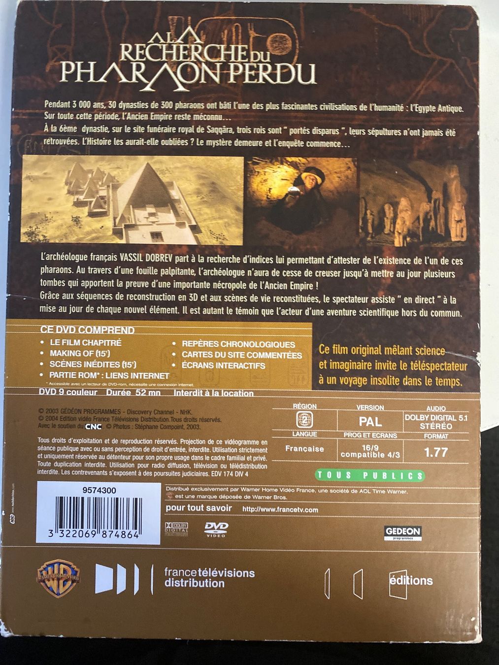 Tous les DVDs: DVD "A la recherche du pharaon perdu" - – D'occasion à Le Brassus par cinema13 1