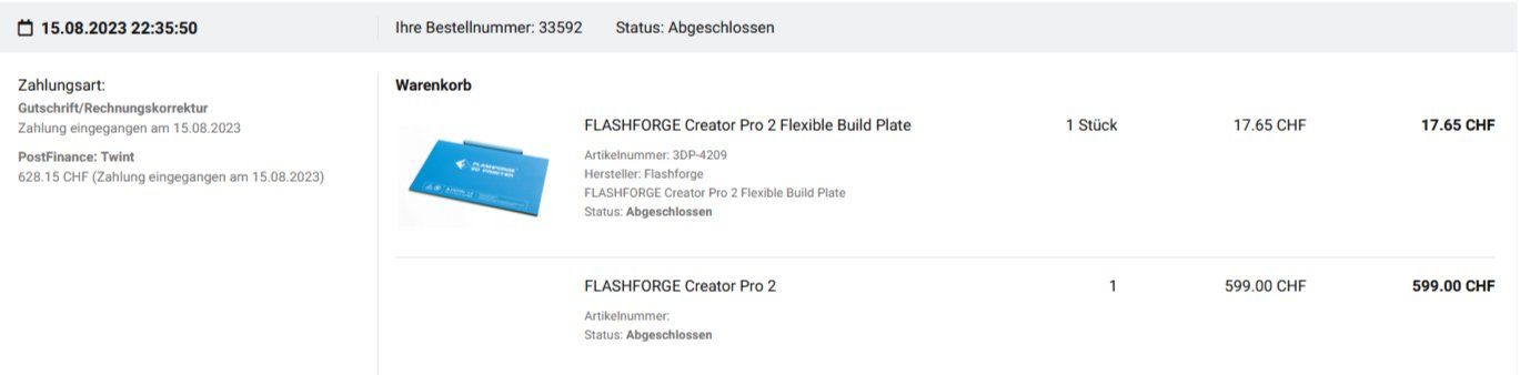 FlashForge 3D Drucker: Flashforge Creator Pro 2 – Gebraucht aus Zürich von bauernbuub 7