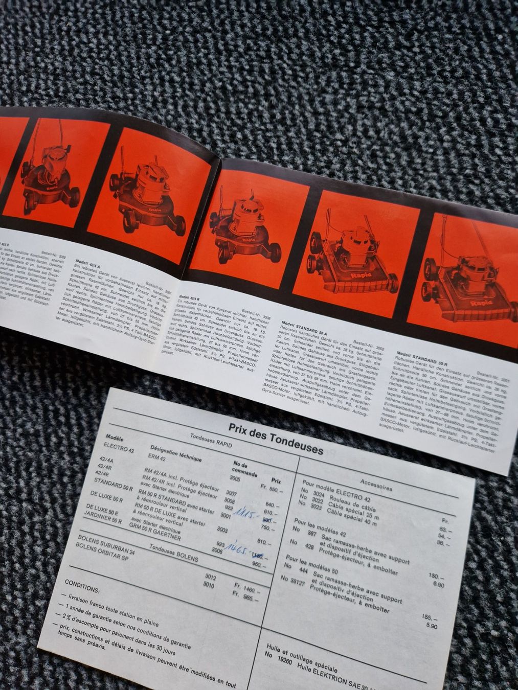 Rapid Tracteurs: Original Prospekt + Preisliste Rapid Rasenmäher – D'occasion à Dürnten par Bachtel84 1