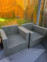 5 Garten Sessel Rattan Optik grau