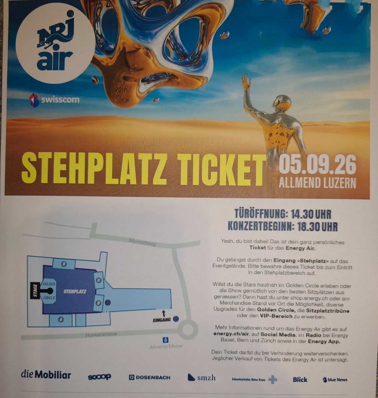 Tickets: 2 x Energy Air Stehplatz – Neu (gemäss Beschreibung) aus Luzern von ThrowbackVintage