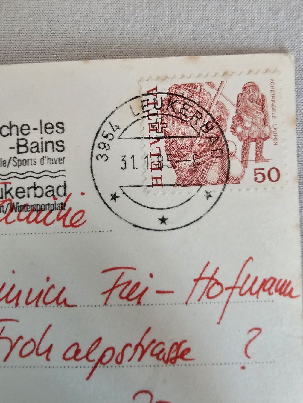 Ansichtskarten: Ansichtskarte Leukerbad mit Stempel 31.1.1985 – Gebraucht aus Bütschwil von Taranabo 2