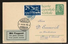1924 : Karte mit Erstflug Laufen - Zürich