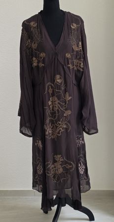 Kleid Zara bestickt braun Gr M mit Etikett