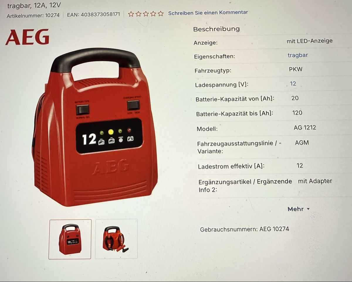 Caricabatterie: Batterieladegerät Auto – Usato da Gerlafingen venduto da sternrose 1