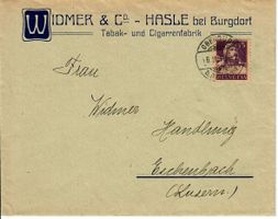 Brief, Widmer & Co Hasle bei Burgdorf 1918