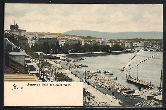 Cartoline postali: AK Genève, Quai des Eaux-Vives – Usato da Berlin venduto da bartko-reher