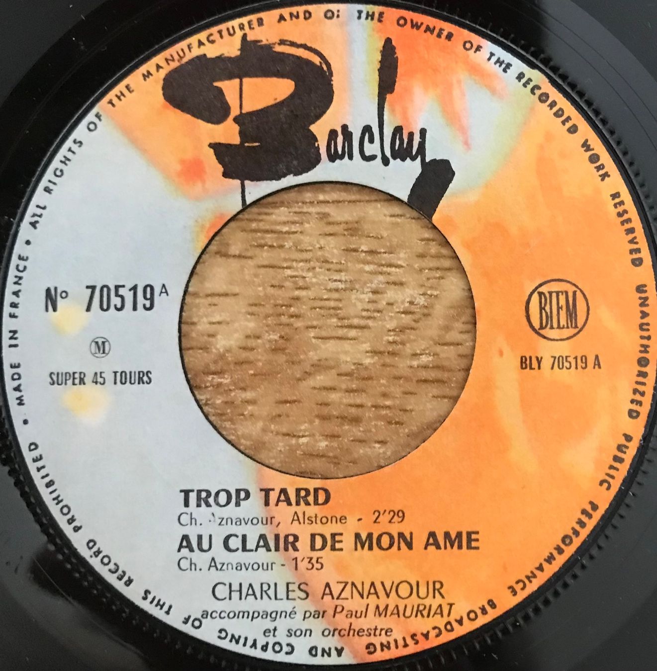 Schallplatten: CHARLES AZNAVOUR - TROP TARD – Gebraucht aus Bussigny von vinyl-pas-cher 2