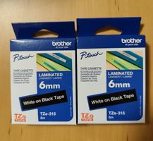 Brother TZe-315 Beschriftungsband Weiss auf Schwarz 6mm