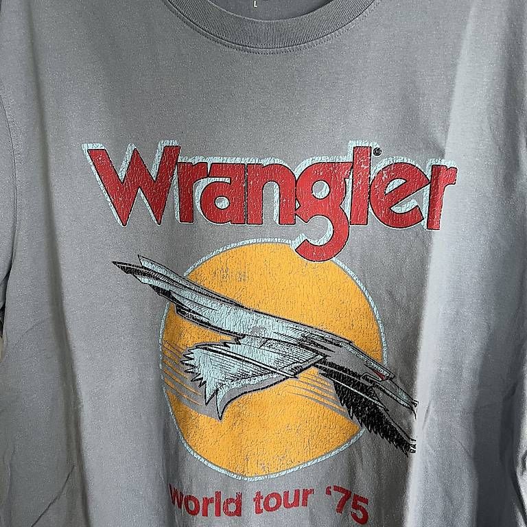 T-shirt: Blaues Wrangler Shirt, Grösse L – Usato da Neerach venduto da twerner1 1