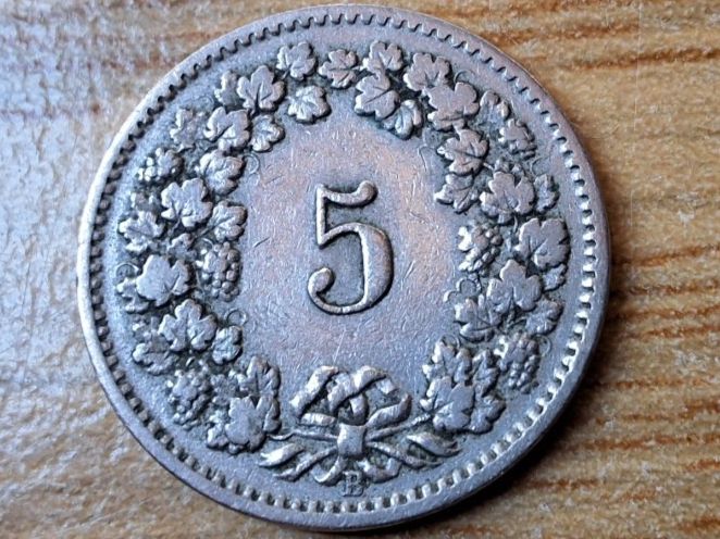 Tutti le monete: 5 Rappen 1895 – Usato da Münchenstein venduto da purbach1 3