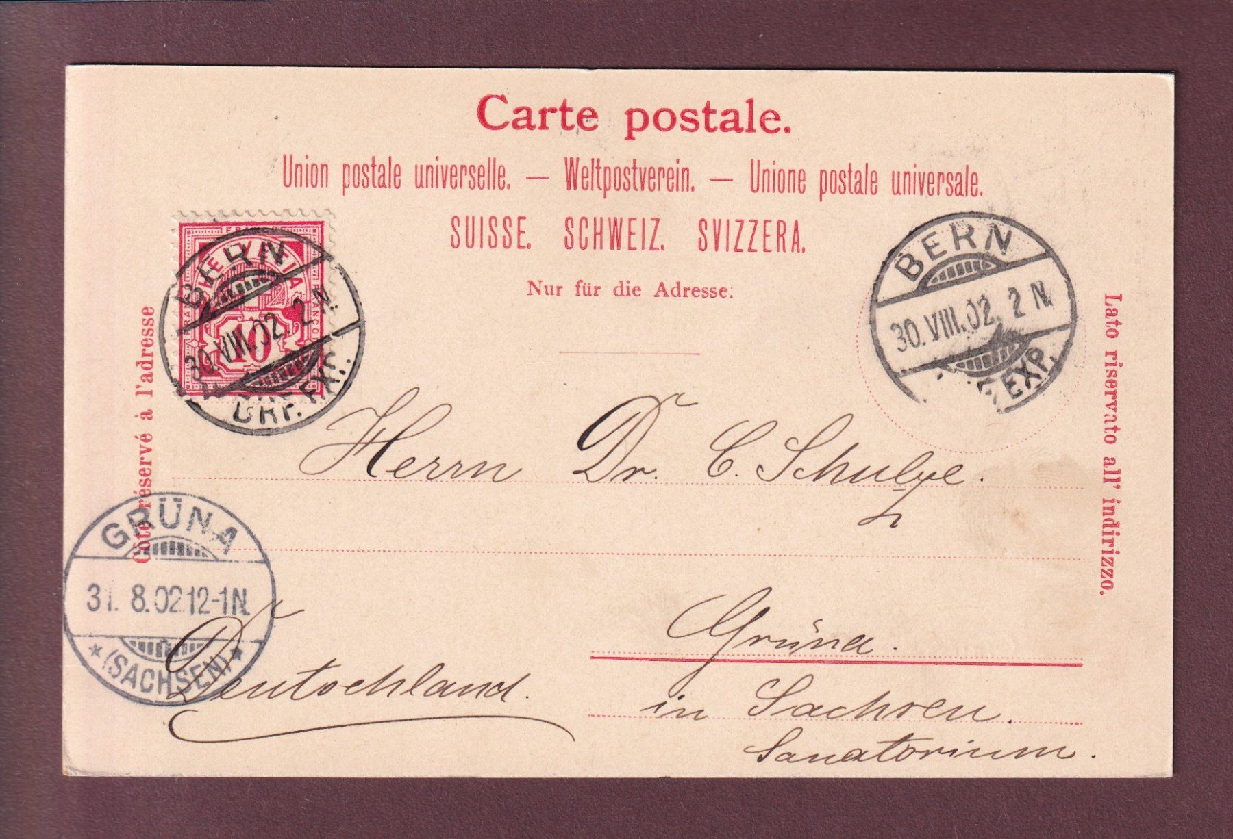 Cartoline postali: Gruss aus BERN - 1902 – Usato da Pully venduto da nicecards 1