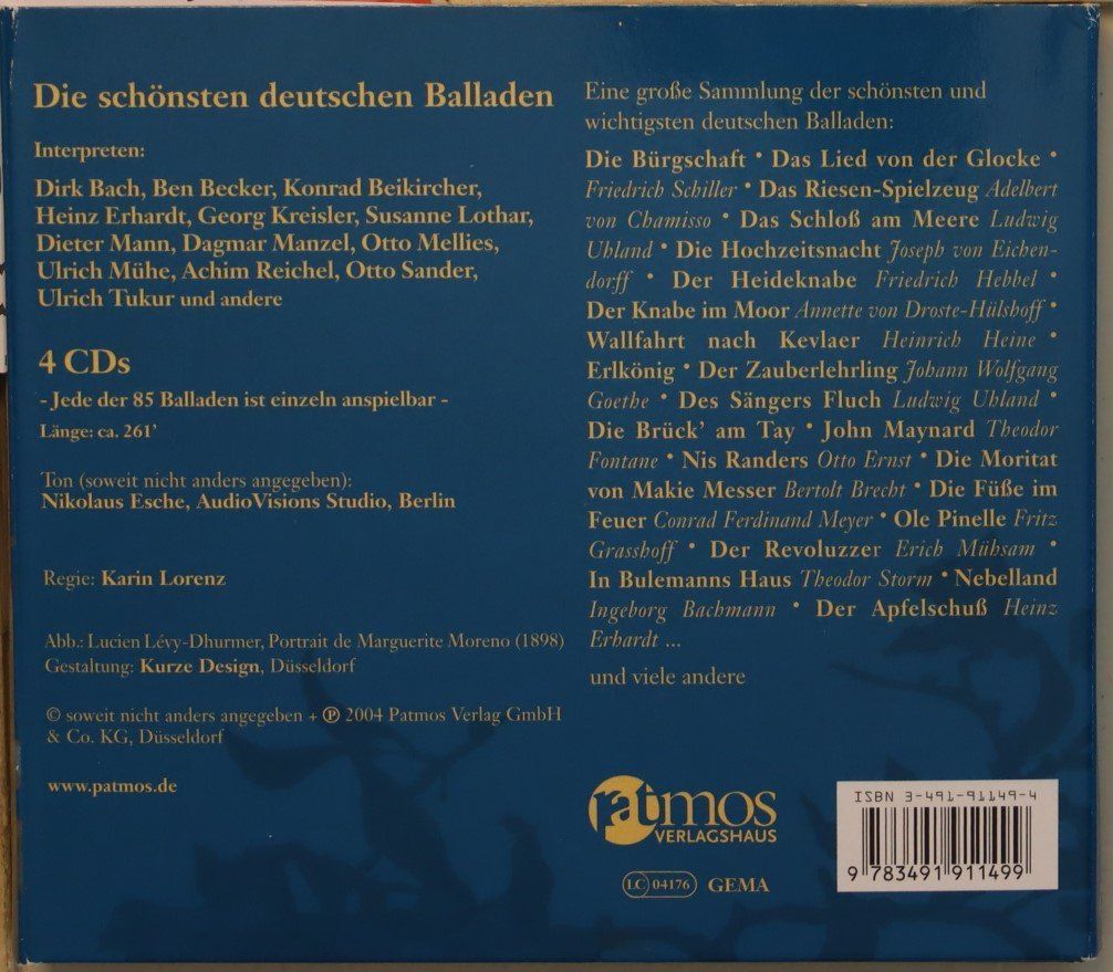 CD: Die Schönsten Deutschen Balladen Klassik – Usato da Luzern venduto da CONTENTI 2