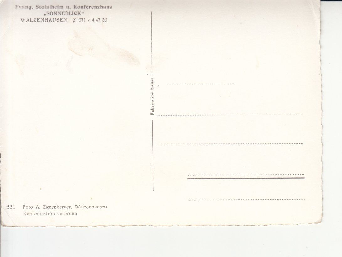 Cartoline postali: Walzenhausen Sonneblick (2), ca. 1950 – Usato da Bürglen TG venduto da StampGraf 1