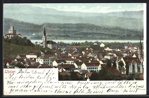Cartes postales: AK Uster, Teilansicht mit Kirche, 1906 – D'occasion à Berlin par bartko-reher