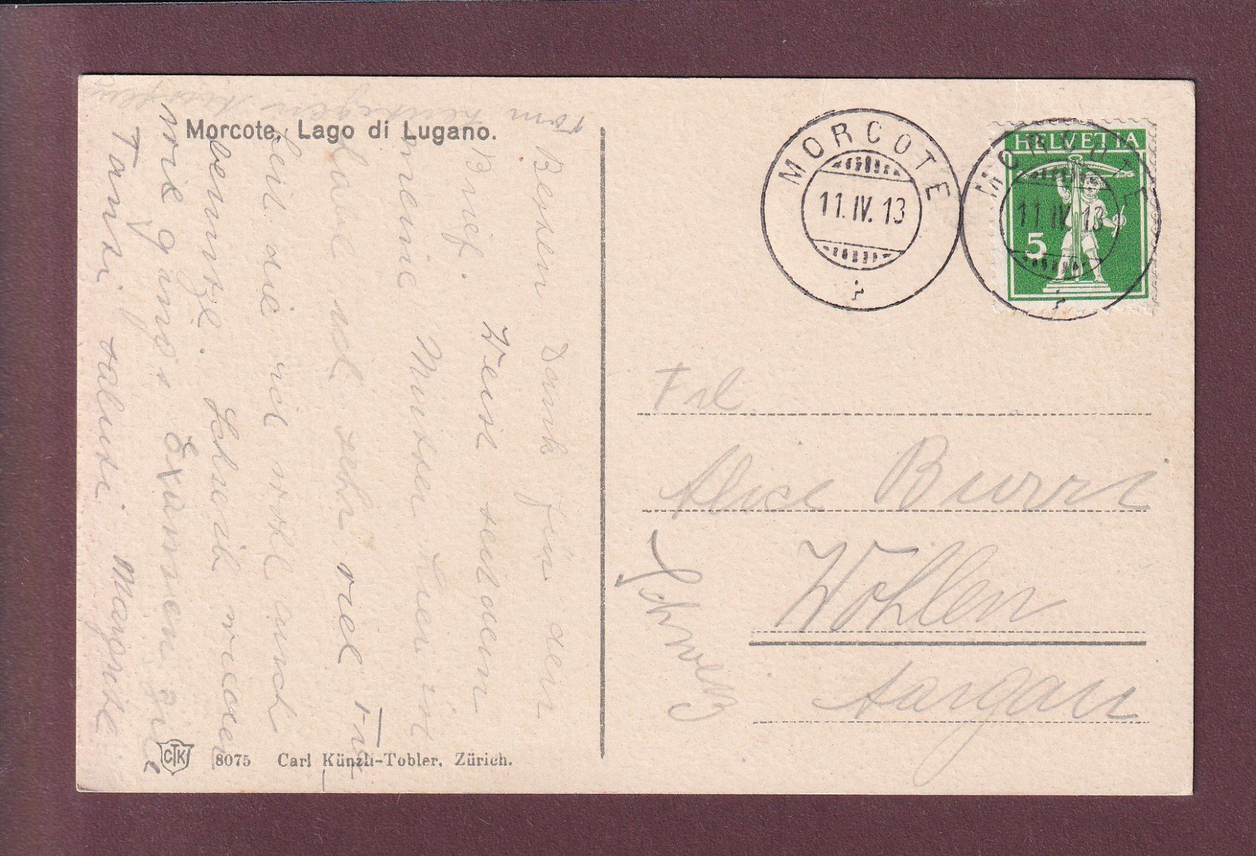 Cartes postales: MORCOTE - Chiesa - 1913 – D'occasion à Pully par nicecards 1