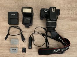 Canon EOS 1000D Set + Blitz + viel Zubehör