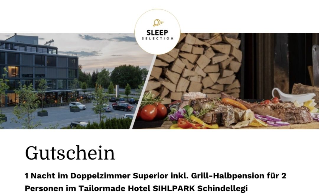 Buoni: Sleepselection Gutschein Tailormade Hotel SIHLPARK – Nuovo e nell'imballaggio originale da Wetzikon ZH venduto da ruby.brukx