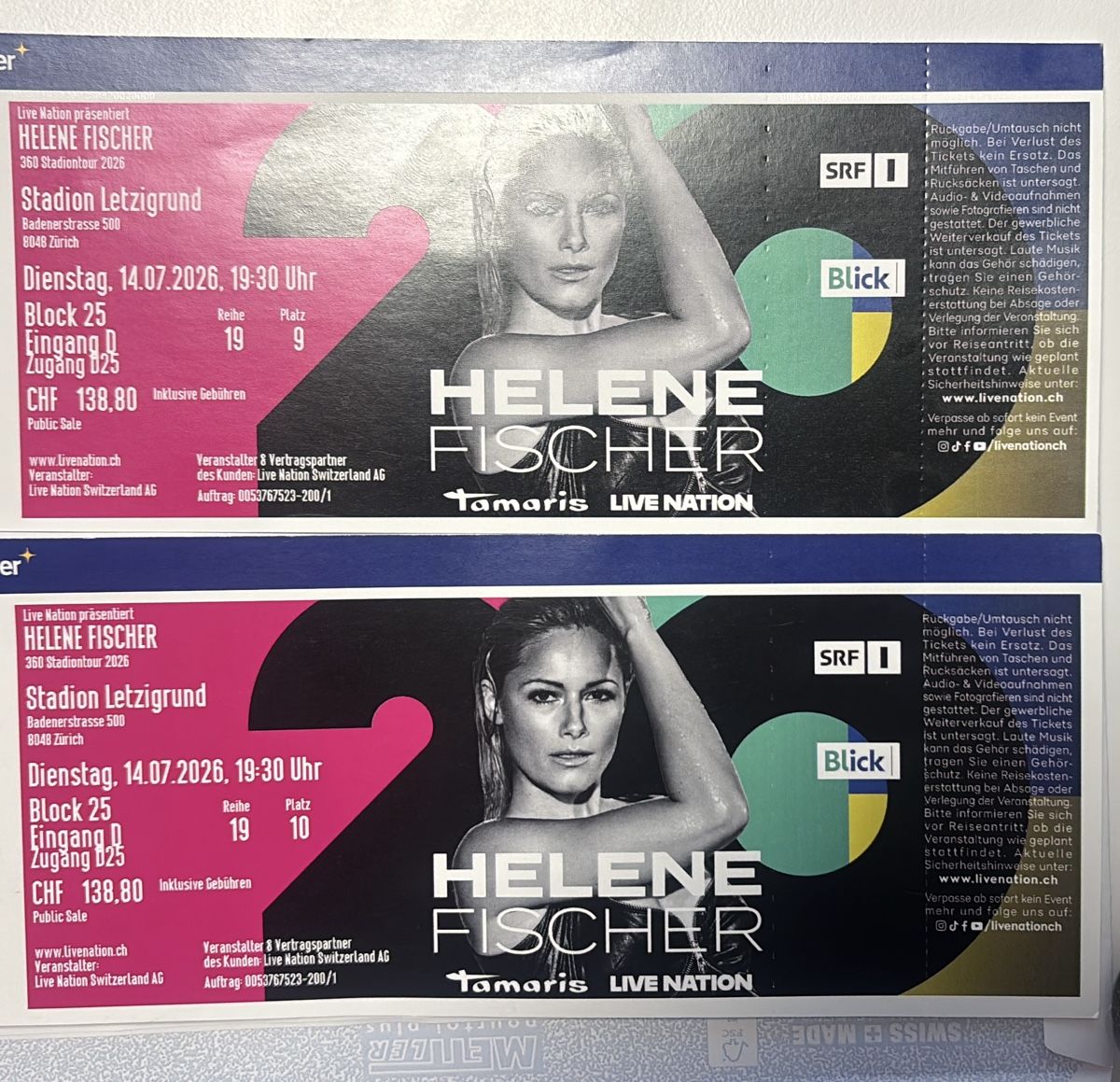 Biglietti: Konzertkarten Helene Fischer – Nuovo (secondo la descrizione) da Sonnental venduto da Yves1919