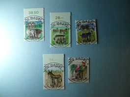 1994-1995 Tiere 2 865-869 ET Vollstempel Basel