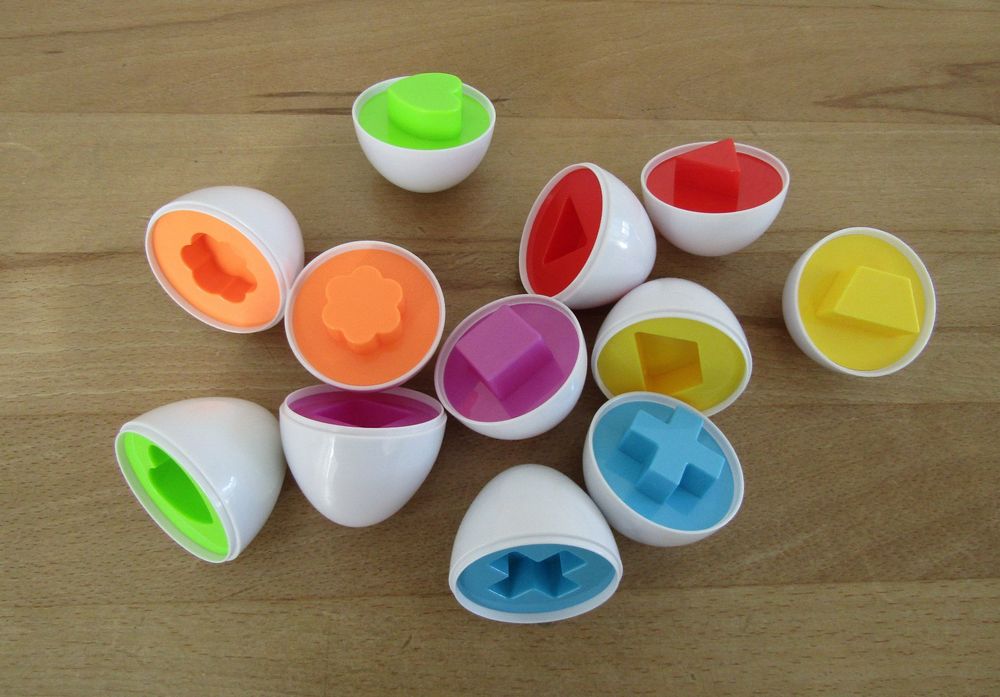 Dellyy Montessori Spielzeug Eier - 12-teiliges Set, Farben Und Formen Lernen, Für Kinder 1-3 Jahre