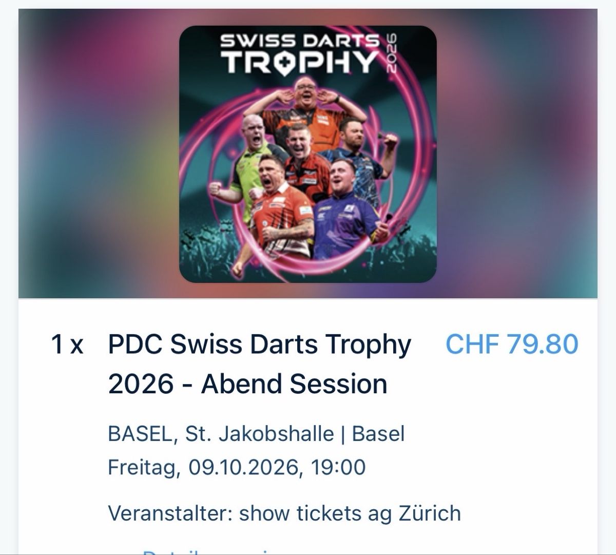 Tickets: PDC Swiss Darts Trophy 9.10.2026 – Neu (gemäss Beschreibung) aus Langenthal von tim_z9m8
