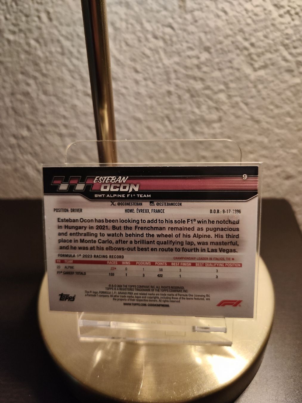 Topps Carte collezionabili: 2024 Topps Paddock Pass F1 Ocon Blue Parallel 27/50 – Nuovo (secondo la descrizione) da Fully venduto da Foot_F1_TradingCards 2