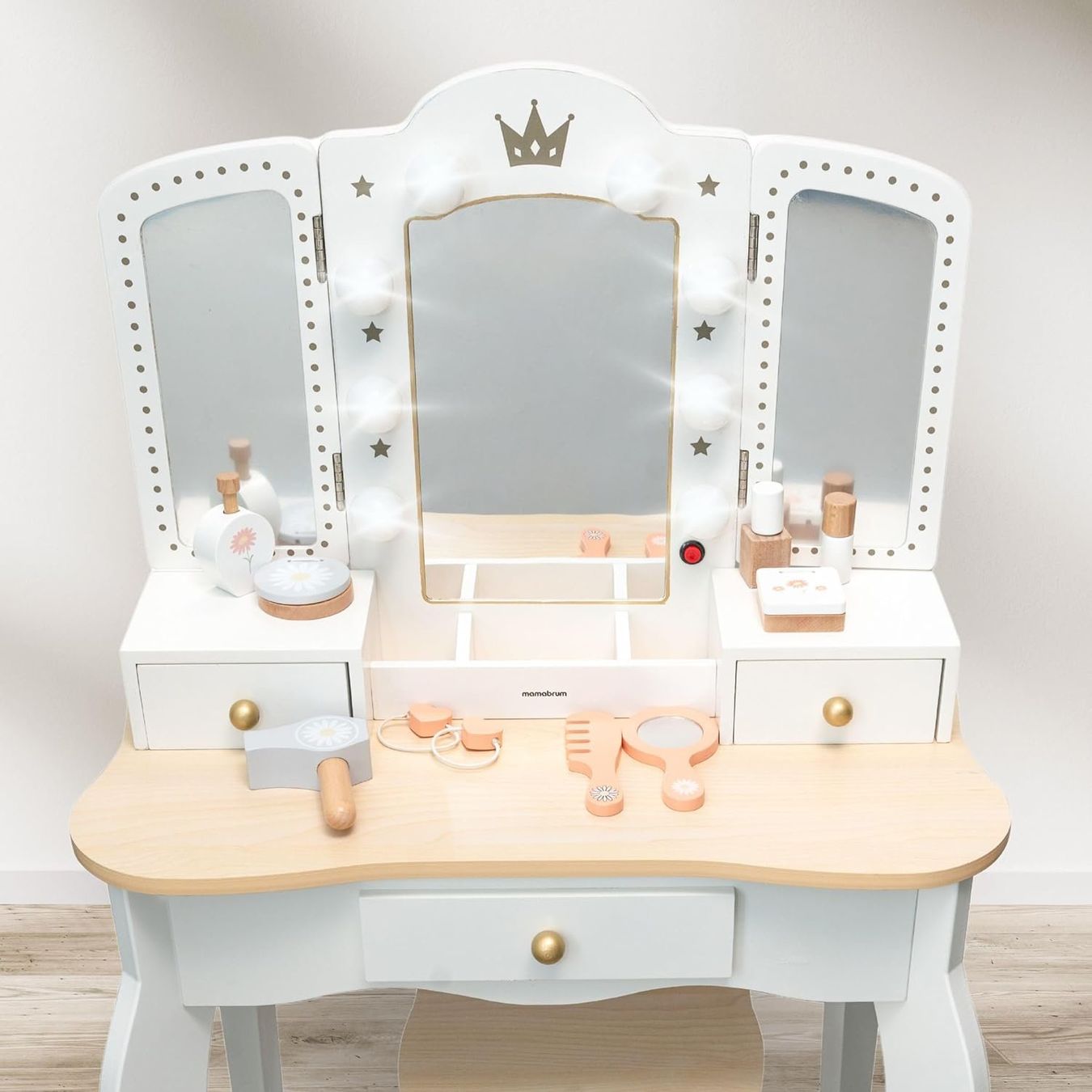 Schminktische: Kinder Schminktisch Holz mit Hocker & LED Spiegel – Neu und originalverpackt aus Dietikon von Abverkauf10 4