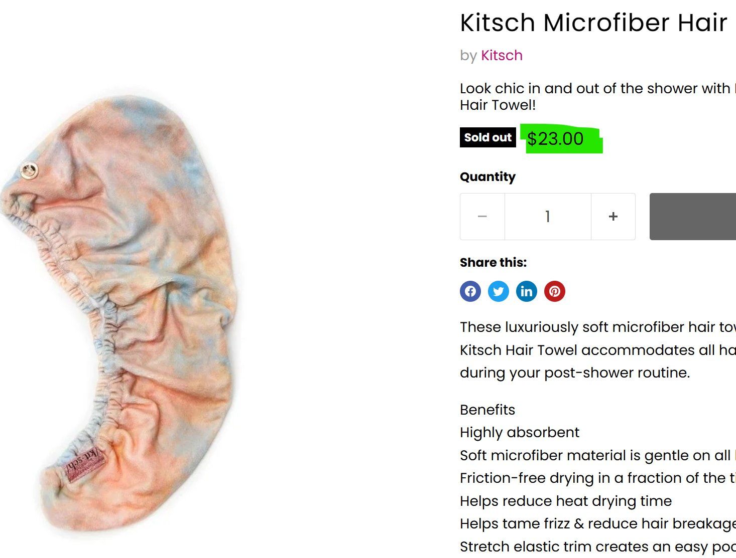Teli da bagno: Kitsch Microfiber Haarhandtuch Quick Dry - Tie-Dye – Nuovo e nell'imballaggio originale da Cham venduto da Trendy_Outlet 3