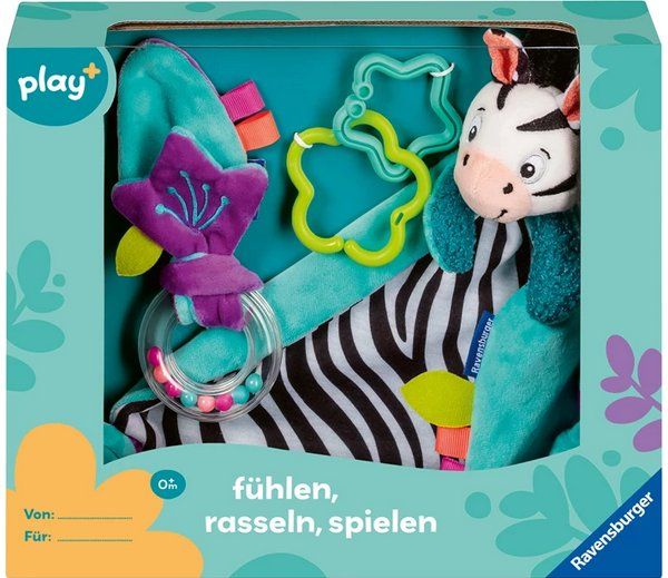 Giocattoli: Play+ Geschenk-Set Zebra 3 Teile / Schmusetuch Rassel – Nuovo e nell'imballaggio originale da Oensingen venduto da Liquidations-Shop